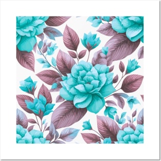 Pastel Blue Spring Flowers Posters and Art